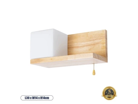 GLOBOSTAR® AMITY 01365 Μοντέρνο Φωτιστικό Τοίχου - Απλίκα με Ντουί 1 x E27 AC 220-240V IP20 - Μπεζ & Λευκό - Μ30 x Π14.5 x Υ15cm