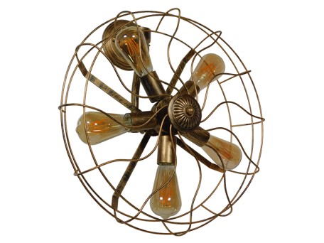 GLOBOSTAR® FAN 01381 Vintage Φωτιστικό Τοίχου - Απλίκα με Ντουί 5 x E27 AC 220-240V IP20 - Μπρούτζινο - Μ46 x Π22 x Υ46cm