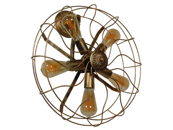 GLOBOSTAR® FAN 01381 Vintage Φωτιστικό Τοίχου - Απλίκα με Ντουί 5 x E27 AC 220-240V IP20 - Μπρούτζινο - Μ46 x Π22 x Υ46cm