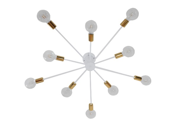 GLOBOSTAR® OLINDA 01383 Μοντέρνο Φωτιστικό Οροφής με Ντουί 10 x E27 AC 220-240V IP20 - Λευκό & Χρυσό - Μ95 x Π95 x Υ17cm