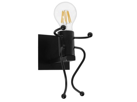 GLOBOSTAR® LITTLEMAN 01388 Vintage Φωτιστικό Τοίχου - Απλίκα με Ντουί 1 x E27 AC 220-240V IP20 - Μαύρο - Μ12 x Π19 x Υ17cm