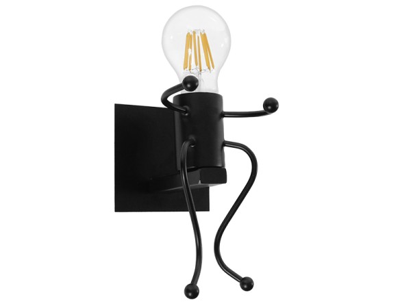 GLOBOSTAR® LITTLEMAN 01388 Vintage Φωτιστικό Τοίχου - Απλίκα με Ντουί 1 x E27 AC 220-240V IP20 - Μαύρο - Μ12 x Π19 x Υ17cm