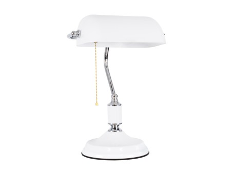 GLOBOSTAR® LIBRARY 01390 Vintage Επιτραπέζιο Φωτιστικό Πορτατίφ με Ντουί 1 x E27 AC 220-240V IP20 - Λευκό & Ασημί - Μ26.5 x Π19 x Υ38cm