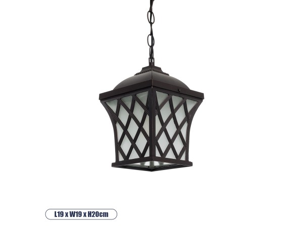 GLOBOSTAR® LINCOLN 01399 Vintage Κρεμαστό Φωτιστικό Οροφής με Ντουί 1 x E27 AC 220-240V IP20 - Καφέ & Διάφανο - Μ19 x Π19 x Υ20cm