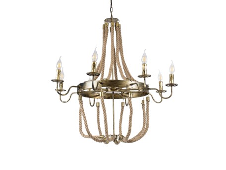 GLOBOSTAR® VICTORIAN 01405 Vintage Κρεμαστό Φωτιστικό Οροφής με Ντουί 8 x E14 AC 220-240V IP20 - Μπρούτζινο Εφέ Σκουριάς & Μπεζ - Μ87 x Π87 x Υ80cm