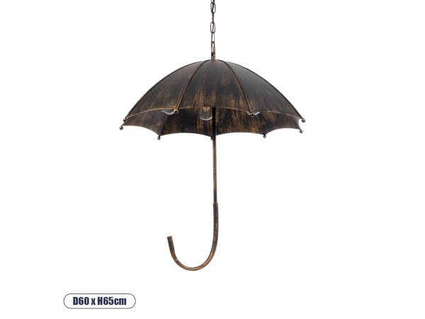 GLOBOSTAR® UMBRELLA 01406 Vintage Κρεμαστό Φωτιστικό Οροφής με Ντουί 5 x E27 AC 220-240V IP20 - Χάλκινο - Μ60 x Π60 x Y65cm