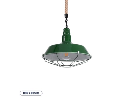 GLOBOSTAR® CRANE 01408 Vintage Κρεμαστό Φωτιστικό Οροφής με Ντουί 1 x E27 AC 220-240V IP20 - Πράσινο & Μπεζ - Μ36 x Π36 x Y31cm