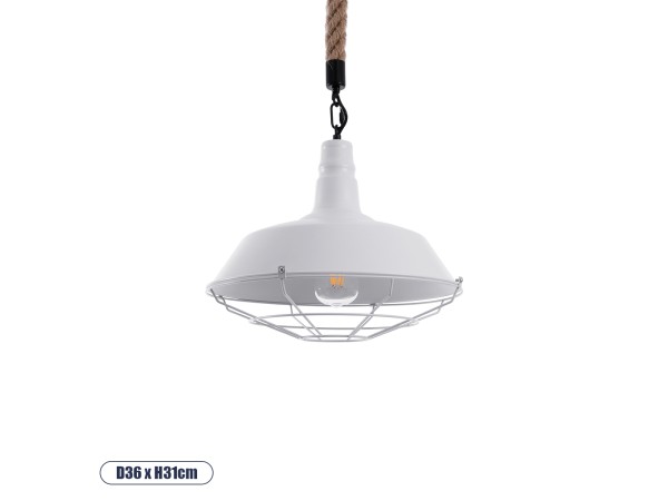 GLOBOSTAR® CRANE 01409 Vintage Κρεμαστό Φωτιστικό Οροφής με Ντουί 1 x E27 AC 220-240V IP20 - Λευκό & Μπεζ - Μ36 x Π36 x Υ31cm