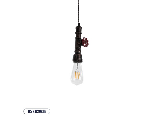 GLOBOSTAR® SPIGOT 01414 Vintage Κρεμαστό Φωτιστικό Οροφής με Ντουί 1 x E27 AC 220-240V IP20 - Καφέ & Κόκκινο - Μ5 x Π5 x Y20cm GLOBOSTAR® SPIGOT 01414 Vintage Κρεμαστό Φωτιστικό Οροφής με Ντουί 1 x E27 AC 220-240V IP20 - Καφέ & Κόκκινο - Μ5 x Π5 x Y20cm