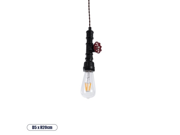 GLOBOSTAR® SPIGOT 01415 Vintage Κρεμαστό Φωτιστικό Οροφής με Ντουί 1 x E27 AC 220-240V IP20 - Μαύρο & Κόκκινο - Μ5 x Π5 x Y20cm GLOBOSTAR® SPIGOT 01415 Vintage Κρεμαστό Φωτιστικό Οροφής με Ντουί 1 x E27 AC 220-240V IP20 - Μαύρο & Κόκκινο - Μ5 x Π5 x Y20cm