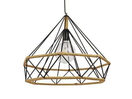 GLOBOSTAR® FLUTED 01422 Vintage Κρεμαστό Φωτιστικό Οροφής με Ντουί 1 x E27 AC 220-240V IP20 - Μαύρο & Μπεζ - Μ50 x Π50 x Y44cm