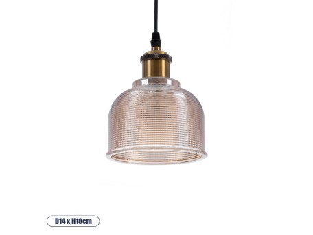 GLOBOSTAR® SEGRETO 01448 Vintage Κρεμαστό Φωτιστικό Οροφής με Ντουί 1 x E27 AC 220-240V IP20 - Διάφανο & Χρυσό - Μ14 x Π14 x Υ18cm