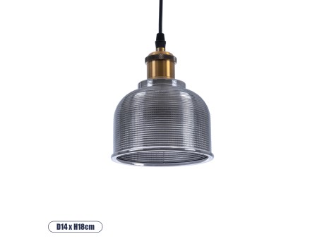 GLOBOSTAR® SEGRETO 01449 Vintage Κρεμαστό Φωτιστικό Οροφής με Ντουί 1 x E27 AC 220-240V IP20 - Γκρι & Χρυσό - Μ14 x Π14 x Υ18cm