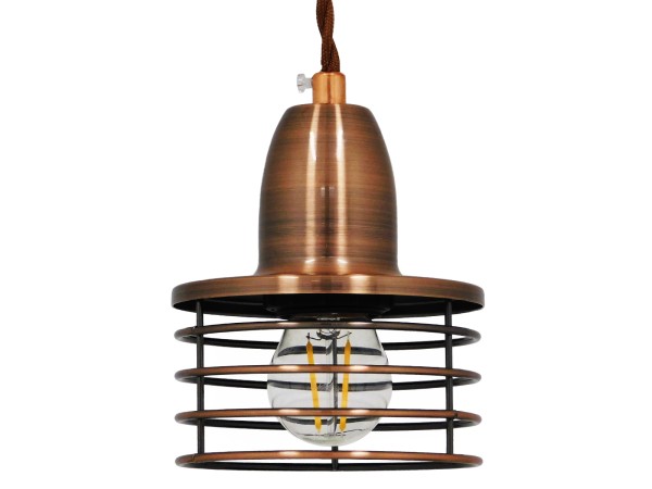 GLOBOSTAR® MANHATTAN 01453 Μοντέρνο Κρεμαστό Φωτιστικό Οροφής με Ντουί 1 x E27 AC 220-240V IP20 - Χάλκινο - Μ11 x Π11 x Υ14cm