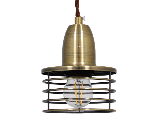 GLOBOSTAR® MANHATTAN 01455 Μοντέρνο Κρεμαστό Φωτιστικό Οροφής με Ντουί 1 x E27 AC 220-240V IP20 - Μπρούτζινο - Μ11 x Π11 x Υ14cm