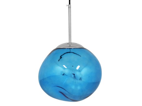 GLOBOSTAR® DIXAR 01463 Μοντέρνο Κρεμαστό Φωτιστικό Οροφής με Ντουί 1 x E27 AC 220-240V IP20 - Μπλε & Ασημί - Μ28 x Π28 x Υ40cm