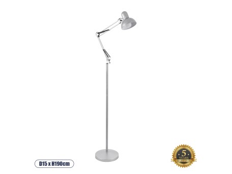 GLOBOSTAR® AUDREY 01469 Vintage Επιδαπέδιο Φωτιστικό με Ντουί 1 x E27 AC 220-240V IP20 - Ασημί - Μ15 x Π15 x Υ190cm