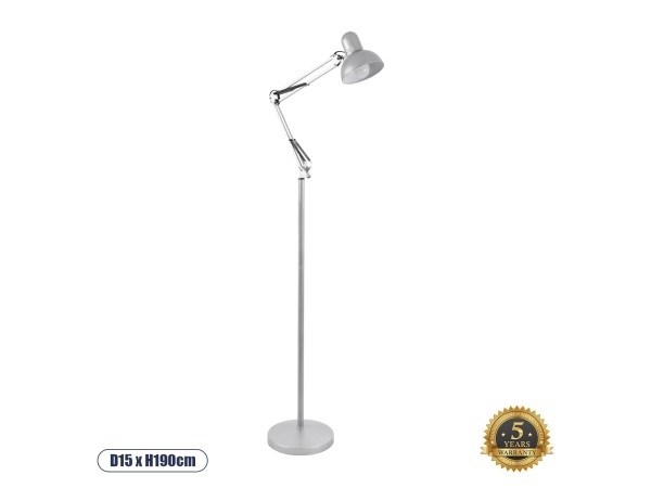 GLOBOSTAR® AUDREY 01469 Vintage Επιδαπέδιο Φωτιστικό με Ντουί 1 x E27 AC 220-240V IP20 - Ασημί - Μ15 x Π15 x Υ190cm GLOBOSTAR® AUDREY 01469 Vintage Επιδαπέδιο Φωτιστικό με Ντουί 1 x E27 AC 220-240V IP20 - Ασημί - Μ15 x Π15 x Υ190cm