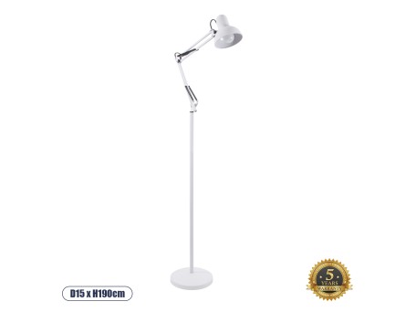 GLOBOSTAR® AUDREY 01471 Vintage Επιδαπέδιο Φωτιστικό με Ντουί 1 x E27 AC 220-240V IP20 - Λευκό - Μ15 x Π15 x Υ190cm