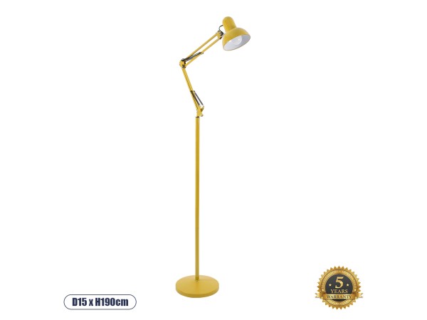 GLOBOSTAR® AUDREY 01472 Μοντέρνο Επιδαπέδιο Φωτιστικό με Ντουί 1 x E27 AC 220-240V IP20 - Κίτρινο - Μ15 x Π15 x Υ190cm