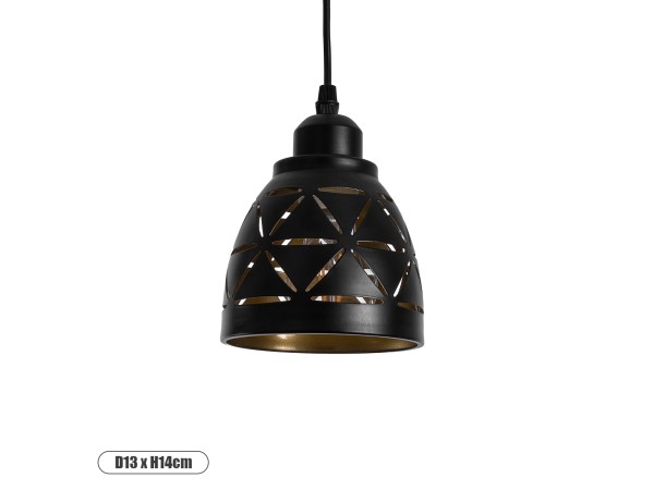 GLOBOSTAR® COOLIE 01475 Μοντέρνο Κρεμαστό Φωτιστικό Οροφής με Ντουί 1 x E27 AC 220-240V IP20 - Μαύρο & Χρυσό - Μ13 x Π13 x Υ14cm