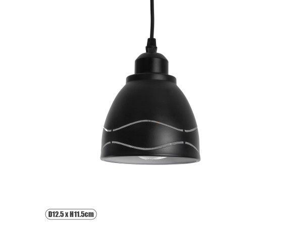 GLOBOSTAR® COOLIE 01477 Μοντέρνο Κρεμαστό Φωτιστικό Οροφής με Ντουί 1 x E27 AC 220-240V IP20 - Μαύρο & Ασημί - Μ12.5 x Π12.5 x Υ11.5cm