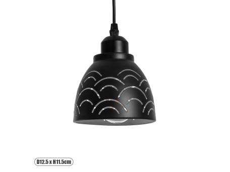 GLOBOSTAR® COOLIE 01482 Μοντέρνο Κρεμαστό Φωτιστικό Οροφής με Ντουί 1 x E27 AC 220-240V IP20 - Μαύρο & Ασημί - Μ12.5 x Π12.5 x Υ11.5cm