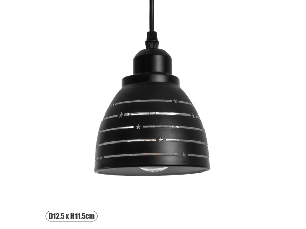 GLOBOSTAR® COOLIE 01483 Μοντέρνο Κρεμαστό Φωτιστικό Οροφής με Ντουί 1 x E27 AC 220-240V IP20 - Μαύρο & Ασημί - Μ12.5 x Π12.5 x Υ11.5cm