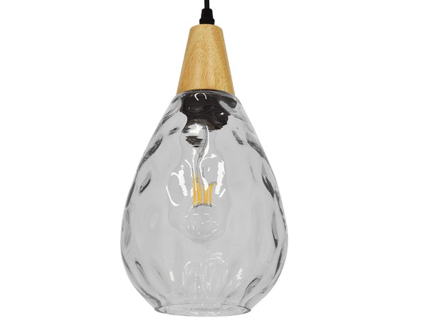 GLOBOSTAR® NOAH 01491 Μοντέρνο Κρεμαστό Φωτιστικό Οροφής με Ντουί 1 x E27 AC 220-240V IP20 - Διάφανο & Μπεζ - Μ16 x Π16 x Υ30cm