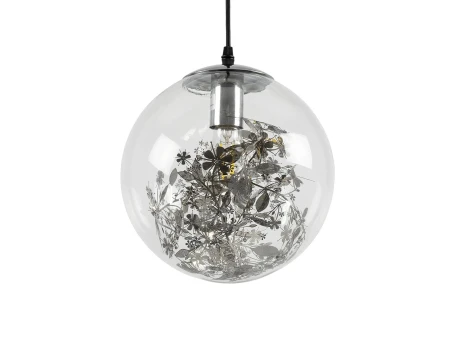 GLOBOSTAR® HARPER 01510 Μοντέρνο Κρεμαστό Φωτιστικό Οροφής με Ντουί 1 x E27 AC 220-240V IP20 - Διάφανο & Ασημί - Μ25 x Π25 x Υ30cm