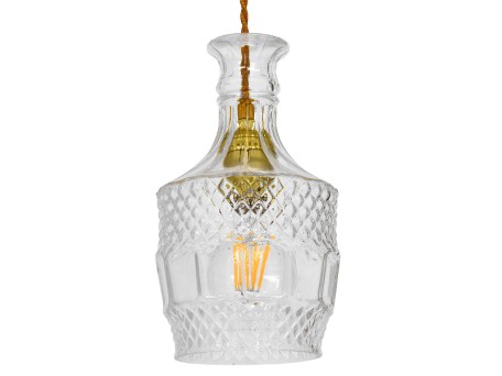 GLOBOSTAR® WHISKEY 01513 Vintage Κρεμαστό Φωτιστικό Οροφής με Ντουί 1 x E27 AC 220-240V IP20 - Διάφανο - Μ13 x Π13 x Υ22cm