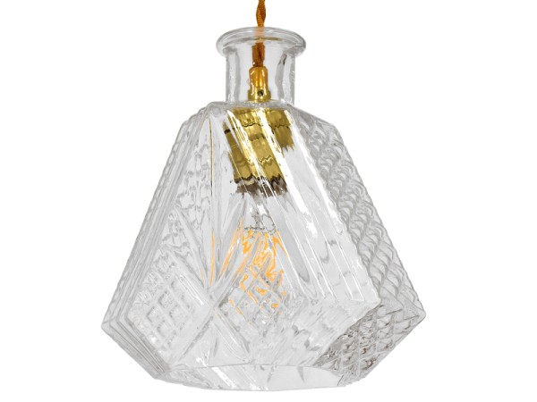 GLOBOSTAR® WHISKEY 01515 Vintage Κρεμαστό Φωτιστικό Οροφής με Ντουί 1 x E27 AC 220-240V IP20 - Διάφανο - Μ11 x Π11 x Υ20cm