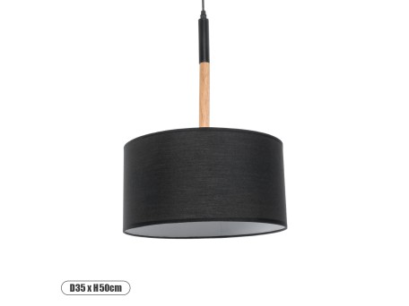 GLOBOSTAR® BRONX 01517 Μοντέρνο Κρεμαστό Φωτιστικό Οροφής με Ντουί 1 x E27 AC 220-240V IP20 - Μαύρο & Μπεζ - Μ35 x Π35 x Υ50cm