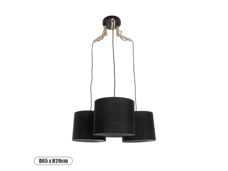 GLOBOSTAR® RAMSON 01525 Μοντέρνο Κρεμαστό Φωτιστικό Οροφής με Ντουί 3 x E27 AC 220-240V IP20 - Μαύρο & Μπεζ - Μ65 x Π65 x Υ20cm