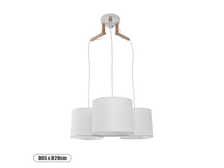 GLOBOSTAR® RAMSON 01526 Μοντέρνο Κρεμαστό Φωτιστικό Οροφής με Ντουί 3 x E27 AC 220-240V IP20 - Λευκό & Μπεζ - Μ65 x Π65 x Υ20cm