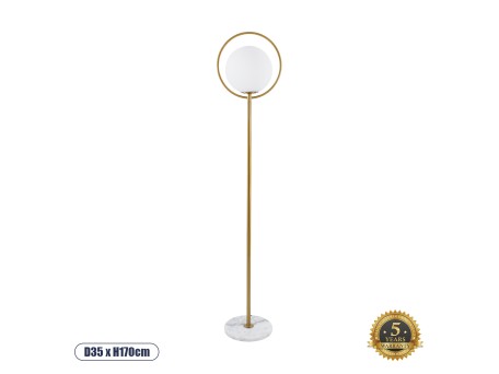 GLOBOSTAR® VERSAILLES 01543 Μοντέρνο Επιδαπέδιο Φωτιστικό με Ντουί 1 x E27 AC 220-240V IP20 - Χρυσό & Λευκό - Μ35 x Π35 x Υ170cm