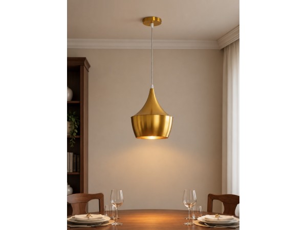 GLOBOSTAR® SHANGHAI 01544 Μοντέρνο Κρεμαστό Φωτιστικό Οροφής με Ντουί 1 x E27 AC 220-240V IP20 - Χρυσό Πλατίνα - Μ24 x Π24 x Υ30cm