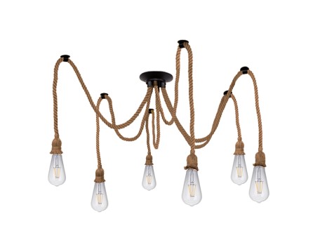 GLOBOSTAR® ATROX 01547 Vintage Κρεμαστό Φωτιστικό Οροφής με Ντουί 6 x E27 AC 220-240V IP20 - Μπεζ - Μ200 x Π200 x Υ100cm