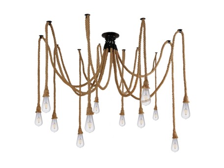 GLOBOSTAR® ATROX 01548 Vintage Κρεμαστό Φωτιστικό Οροφής με Ντουί 12 x E27 AC 220-240V IP20 - Μπεζ - Μ200 x Π200 x Υ100cm