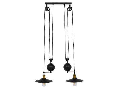 GLOBOSTAR® CARILO 01550 Vintage Κρεμαστό Φωτιστικό Οροφής με Ντουί 2 x E27 AC 220-240V IP20 - Μαύρο & Χρυσό - Μ72 x Π26 x Υ120cm