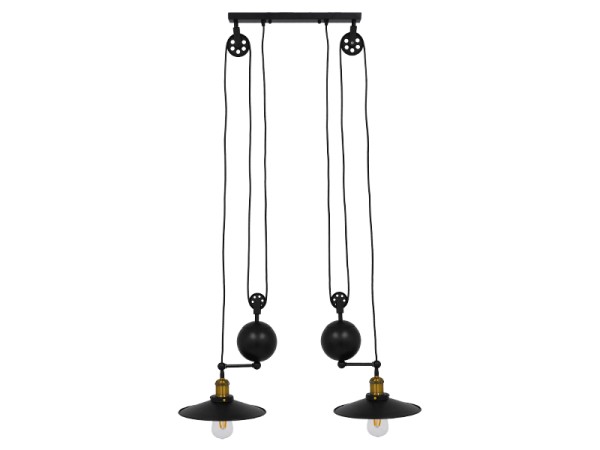 GLOBOSTAR® CARILO 01550 Vintage Κρεμαστό Φωτιστικό Οροφής με Ντουί 2 x E27 AC 220-240V IP20 - Μαύρο & Χρυσό - Μ72 x Π26 x Υ120cm