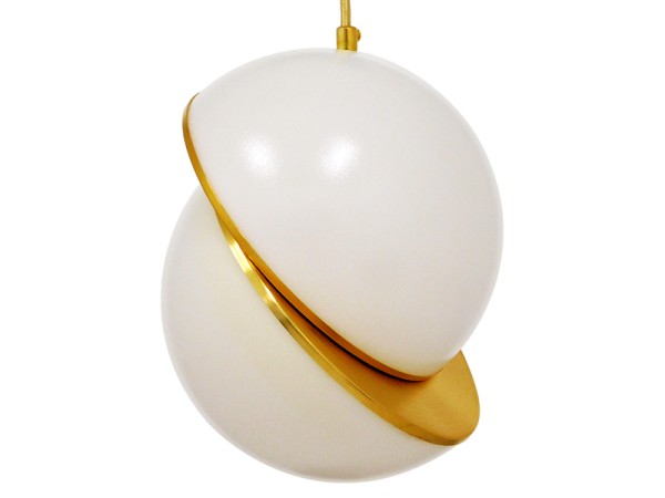 GLOBOSTAR® HUDSON 01554 Μοντέρνο Κρεμαστό Φωτιστικό Οροφής με Ντουί 1 x E27 AC 220-240V IP20 - Λευκό & Χρυσό - Μ20 x Π20 x Υ25cm