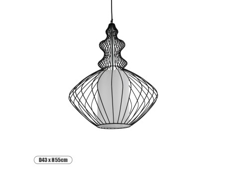 GLOBOSTAR® LILY 01558 Vintage Κρεμαστό Φωτιστικό Οροφής με Ντουί 1 x E27 AC 220-240V IP20 - Μαύρο & Λευκό - Μ43 x Π43 x Υ55cm