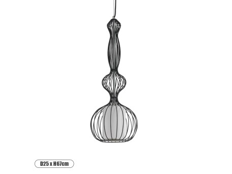 GLOBOSTAR® LILY 01560 Vintage Κρεμαστό Φωτιστικό Οροφής με Ντουί 1 x E27 AC 220-240V IP20 - Μαύρο & Λευκό - Μ25 x Π25 x Υ67cm