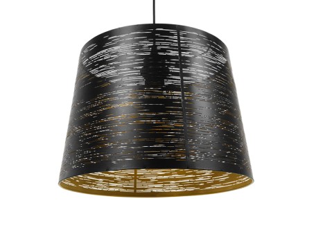 GLOBOSTAR® ACCADEMIA 01584 Μοντέρνο Κρεμαστό Φωτιστικό Οροφής με Ντουί 1 x E27 AC 220-240V IP20 - Μαύρο & Χρυσό - Μ35 x Π35 x Y25cm