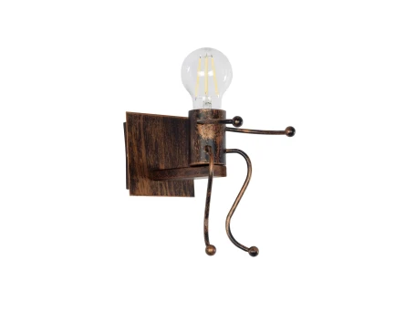 GLOBOSTAR® LITTLE MAN 01592 Μοντέρνο Φωτιστικό Τοίχου - Απλίκα με Ντουί 1 x E27 AC 220-240V IP20 - Χάλκινο - Μ12 x Π19 x Υ17cm