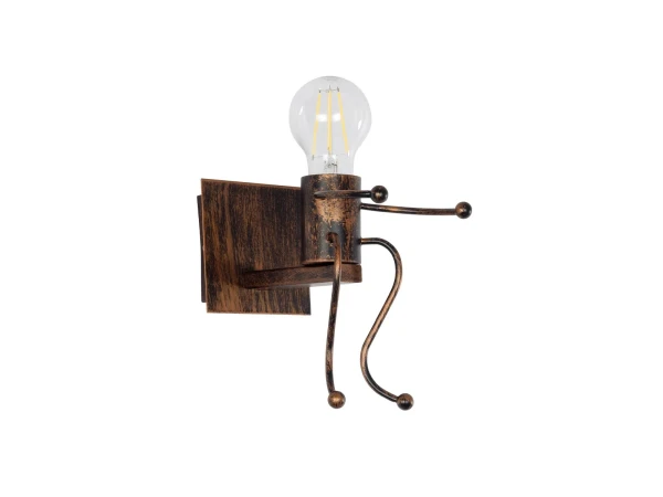 GLOBOSTAR® LITTLE MAN 01592 Μοντέρνο Φωτιστικό Τοίχου - Απλίκα με Ντουί 1 x E27 AC 220-240V IP20 - Χάλκινο - Μ12 x Π19 x Υ17cm