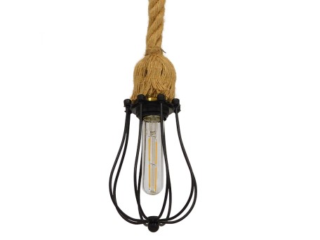 GLOBOSTAR® CAMBER 01594 Vintage Κρεμαστό Φωτιστικό Οροφής με Ντουί 1 x E27 AC 220-240V IP20 - Μαύρο & Μπεζ - Μ11 x Π11 x Υ25cm