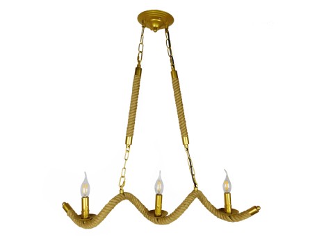 GLOBOSTAR® LUXOR 01598 Vintage Κρεμαστό Φωτιστικό Οροφής με Ντουί 3 x E14 AC 220-240V IP20 - Χρυσό & Μπεζ - Μ75 x Π13 x Y18cm