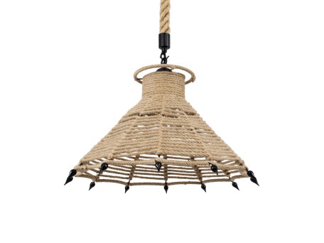 GLOBOSTAR® OZERO 01603 Boho Κρεμαστό Φωτιστικό Οροφής με Ντουί 1 x E27 AC 220-240V IP20 - Μπεζ & Μαύρο - Μ41 x Π41 x Y28cm